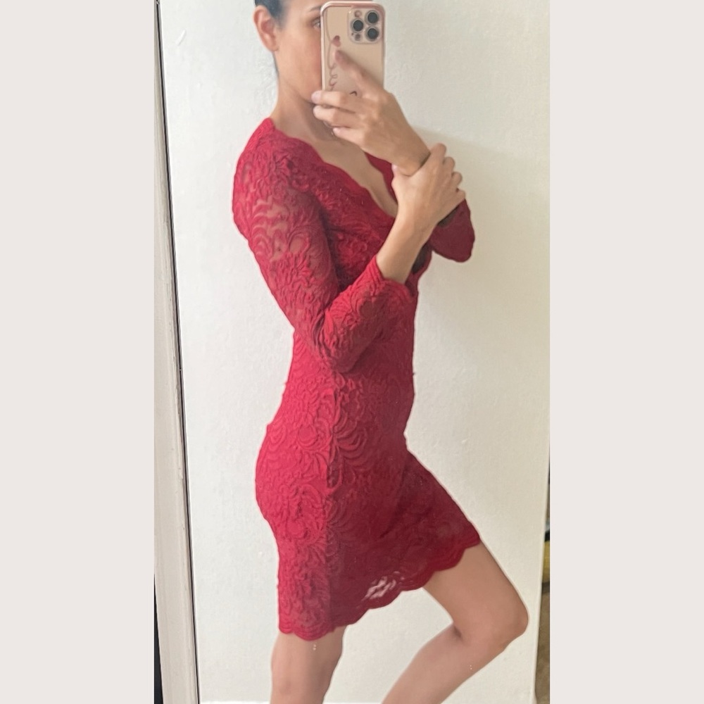 Elegant Red Lace Dress from bebe